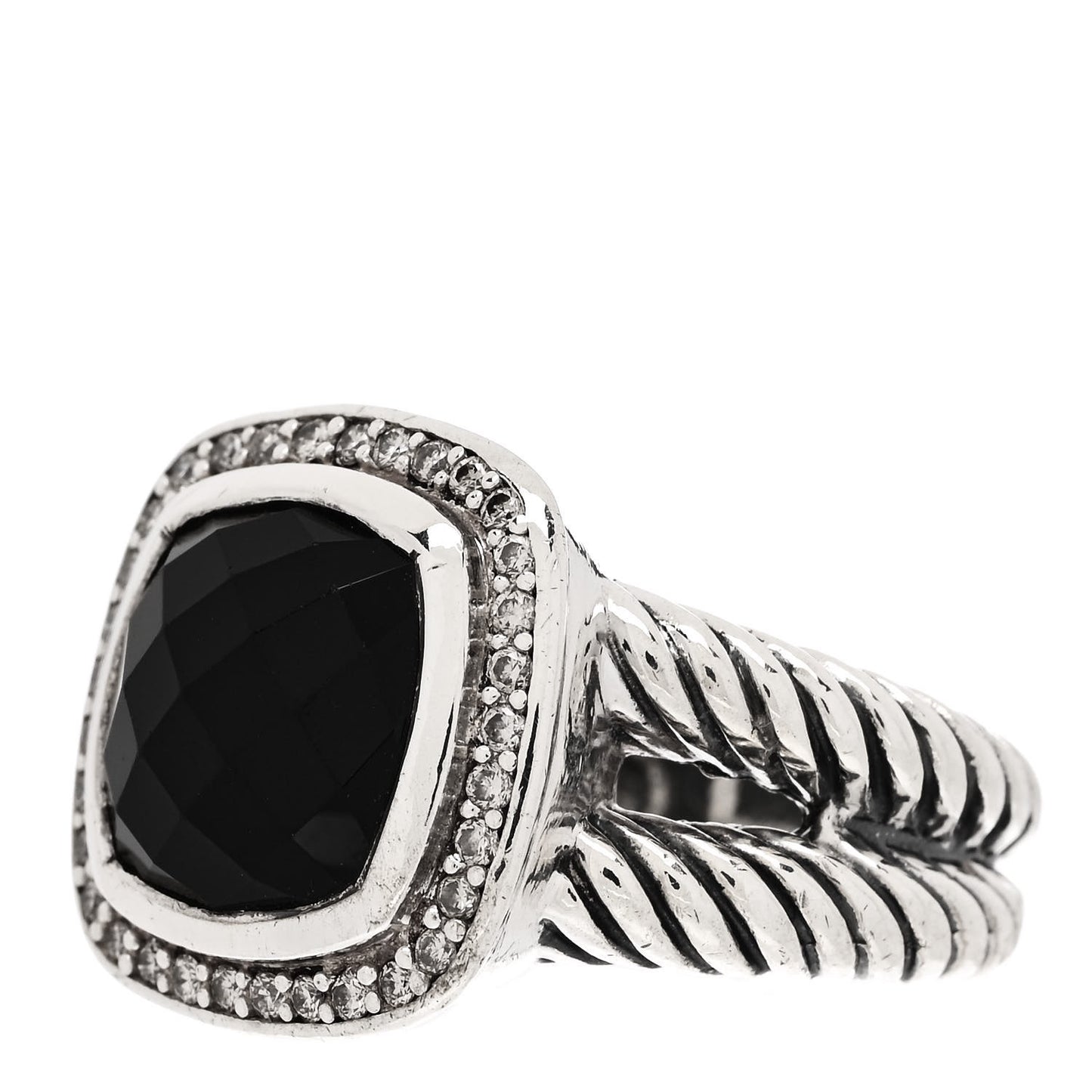 Sterling Silver Diamond Black Onyx 11mm Albion Ring 54 7