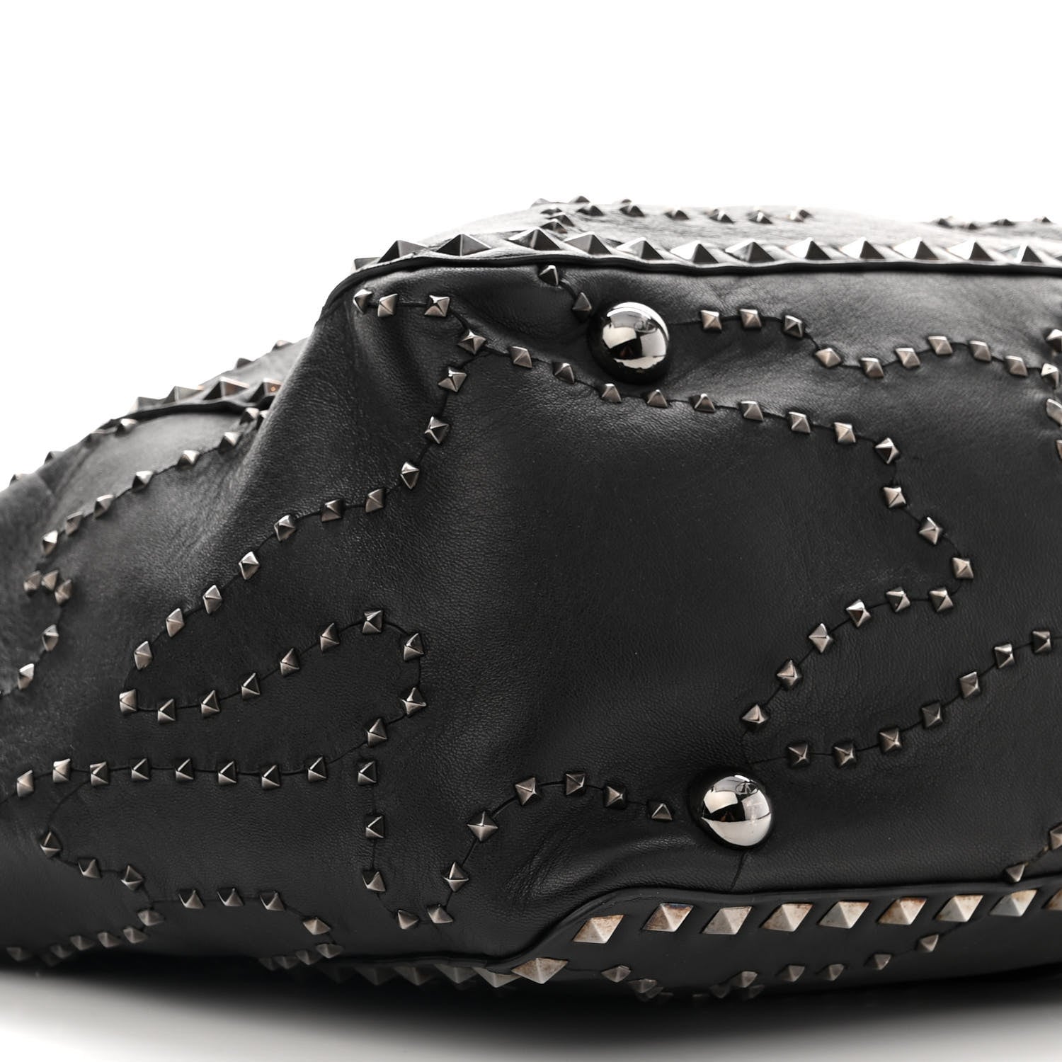 Valentino Garavani Vitello Studded Medium Rockstud Tote Black 8 of 11