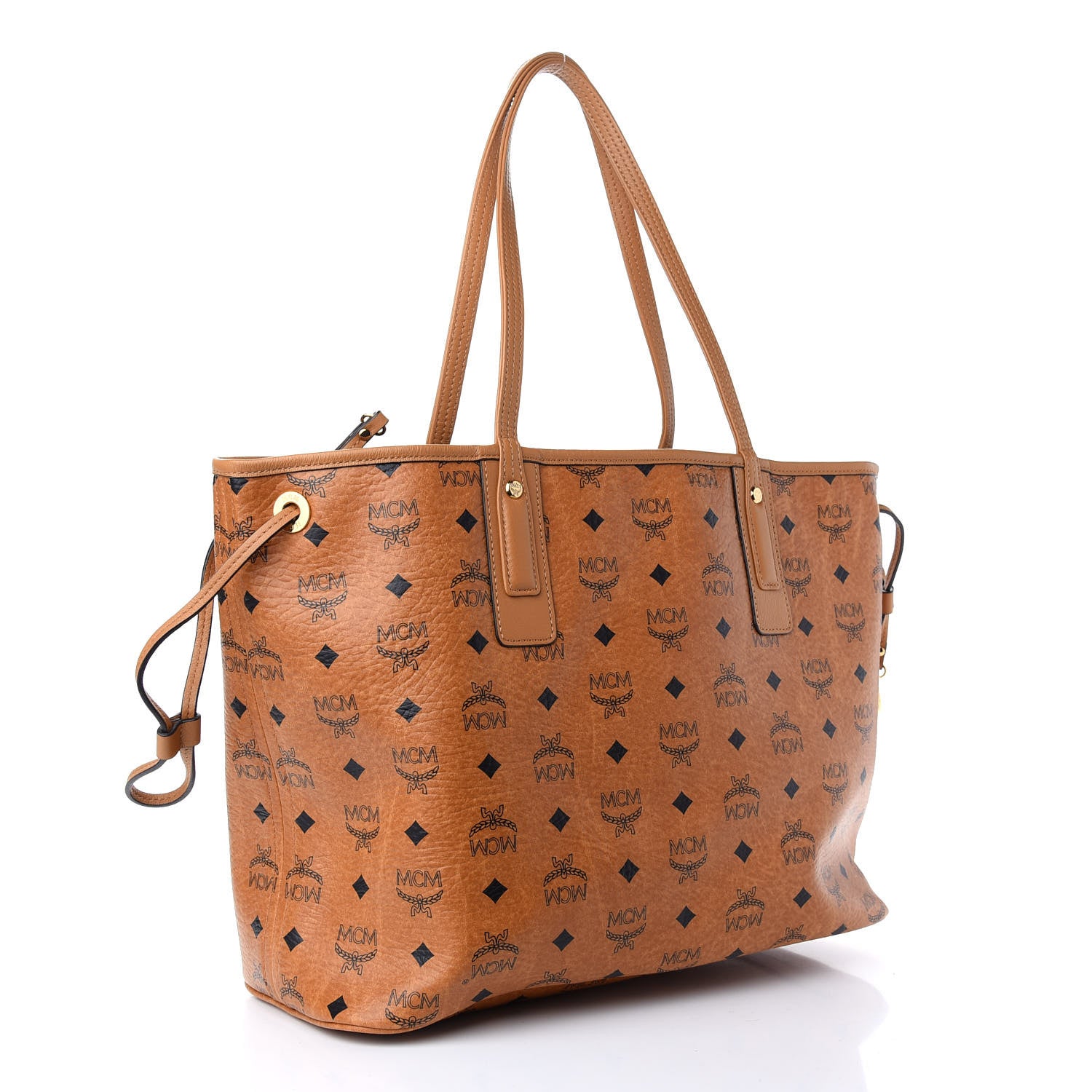 MCM Visetos Medium Liz Reversible Shopper Tote Cognac 4 of 14