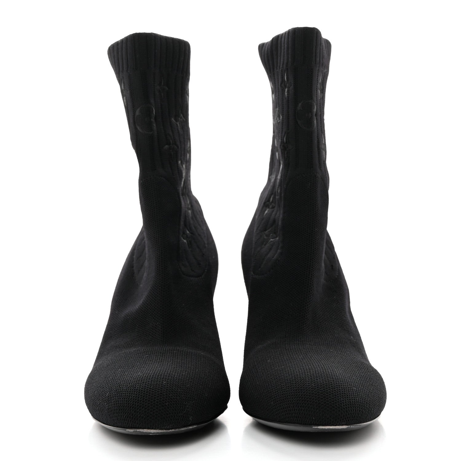 Louis Vuitton Monogram Stretch Fabric Silhouette Ankle Boots 39 Black 2 of 12