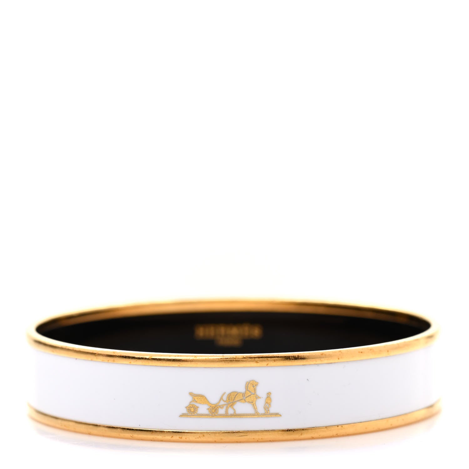 Hermes Enamel Printed Caleche Medium Bracelet 70 White 1 of 5