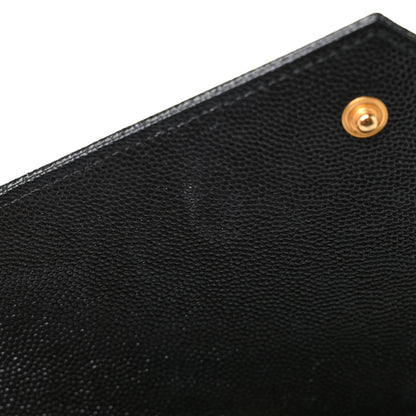 Saint Laurent Grain De Poudre Matelasse Chevron Monogram Chain Wallet Black 13 of 19