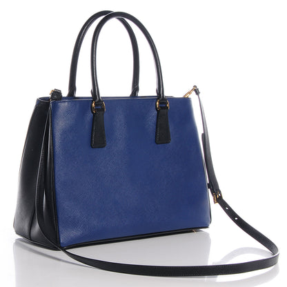 Prada Saffiano Lux Bi-Color Tote Bluette Black 3 of 9