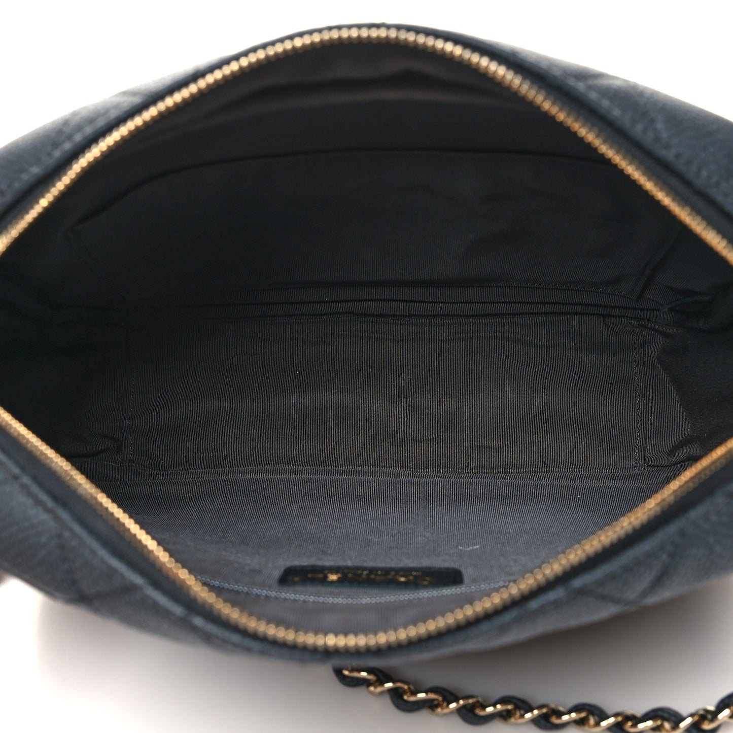 Iridescent Caviar Quilted Small Coco Tassel Camera Case Black