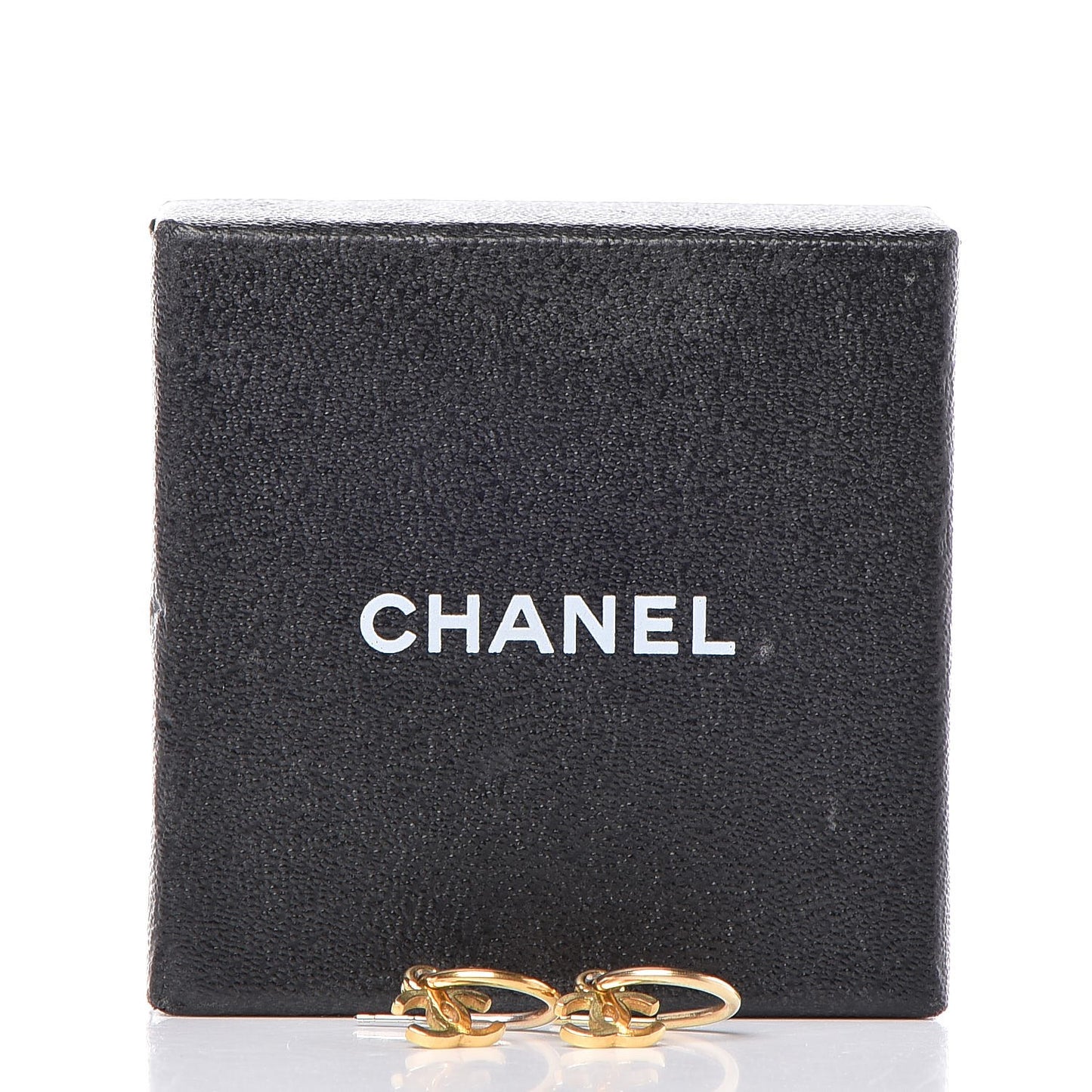 Metal Drop CC Earrings Gold