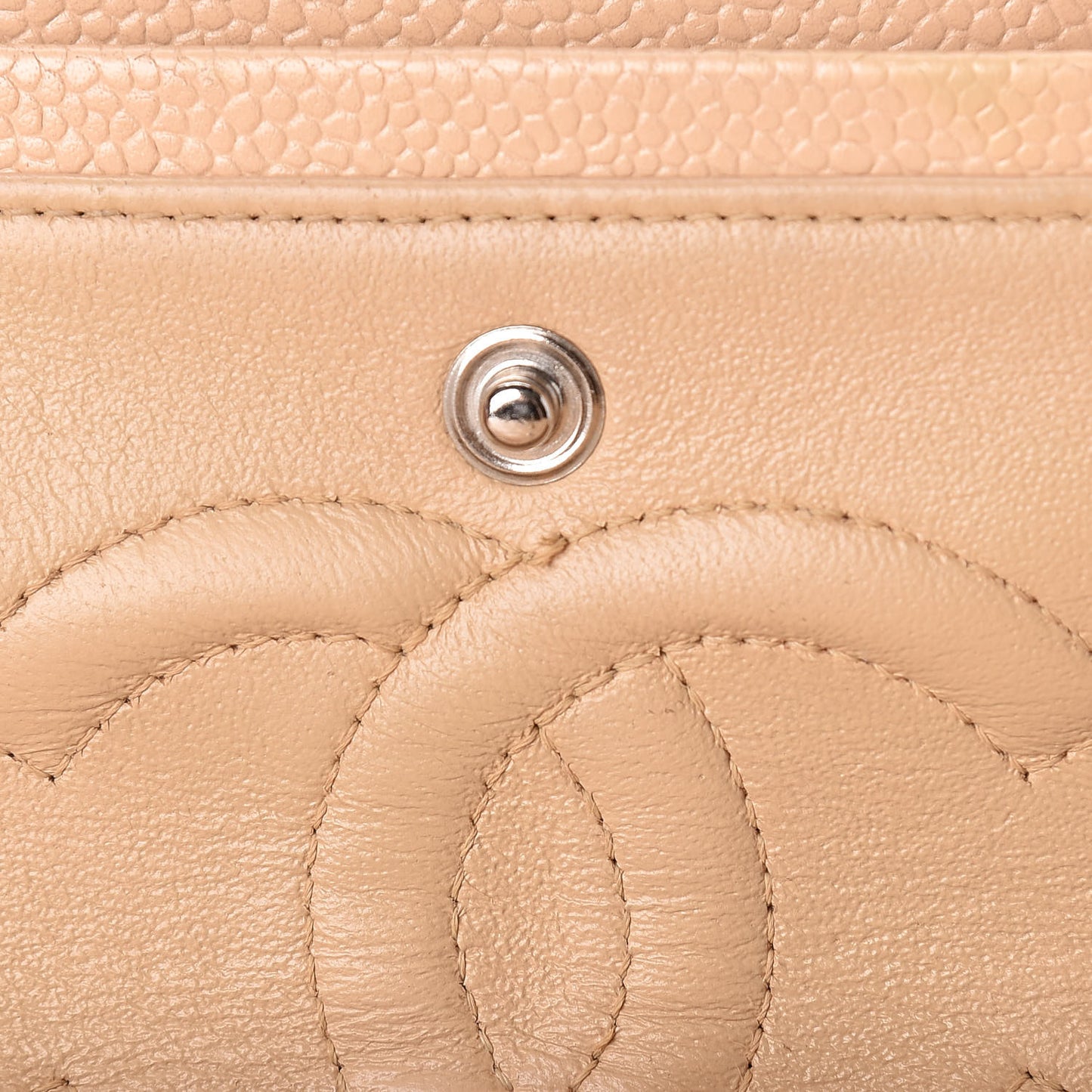 Caviar Quilted Medium Double Flap Beige Clair