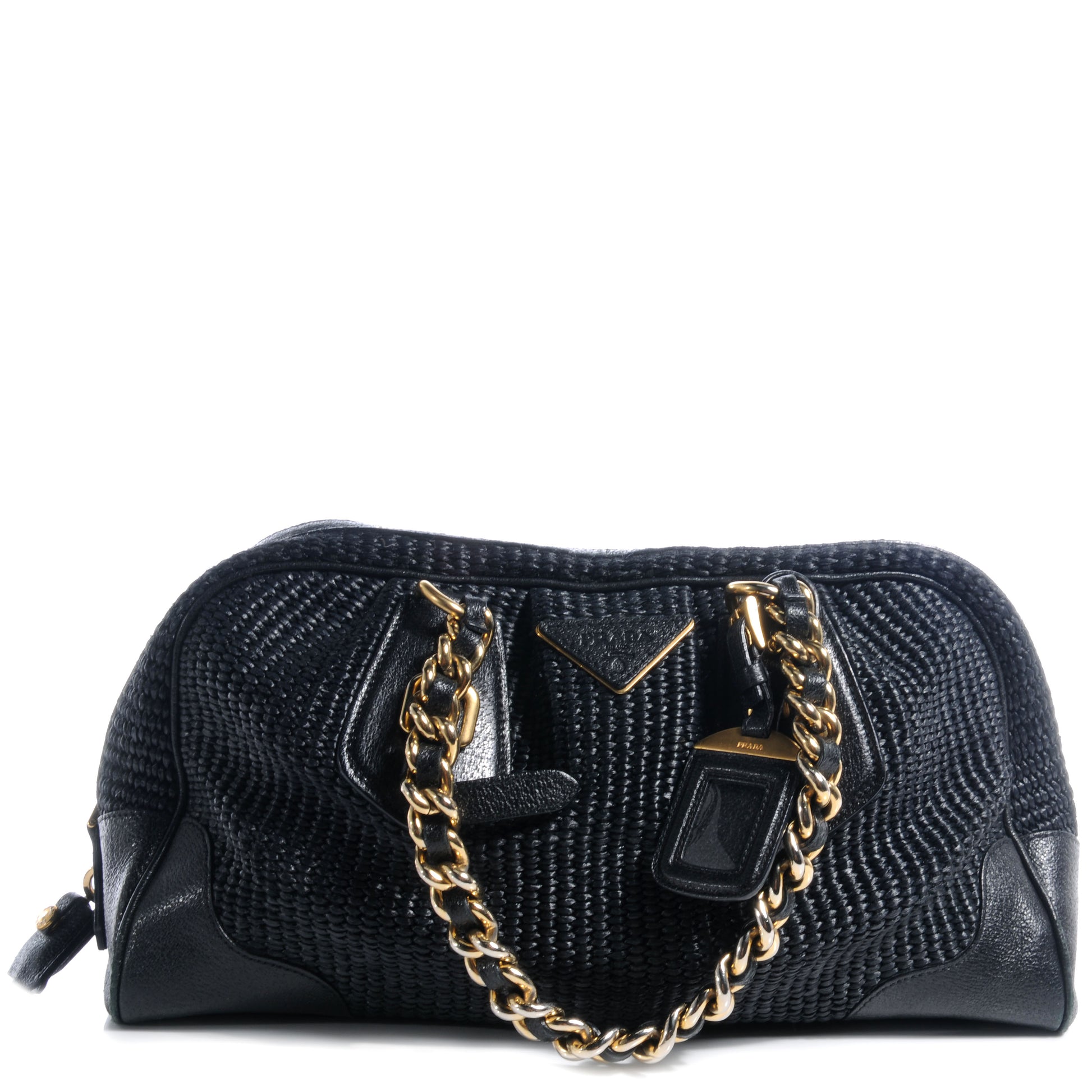 Prada Paglia Cinghiale Frame Tote Black 1 of 9