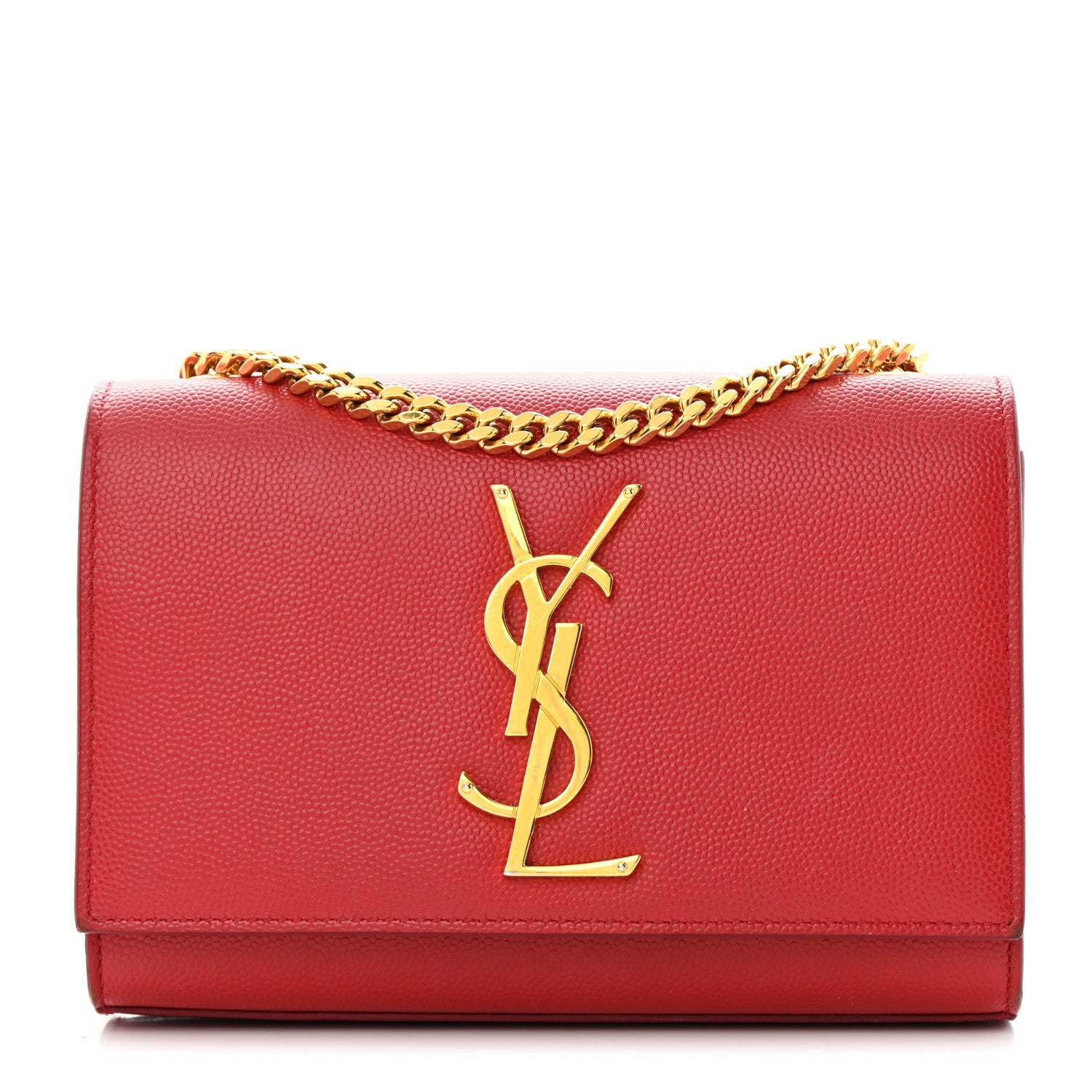 Saint Laurent Grain De Poudre Small Monogram Kate Satchel Red 1 of 20