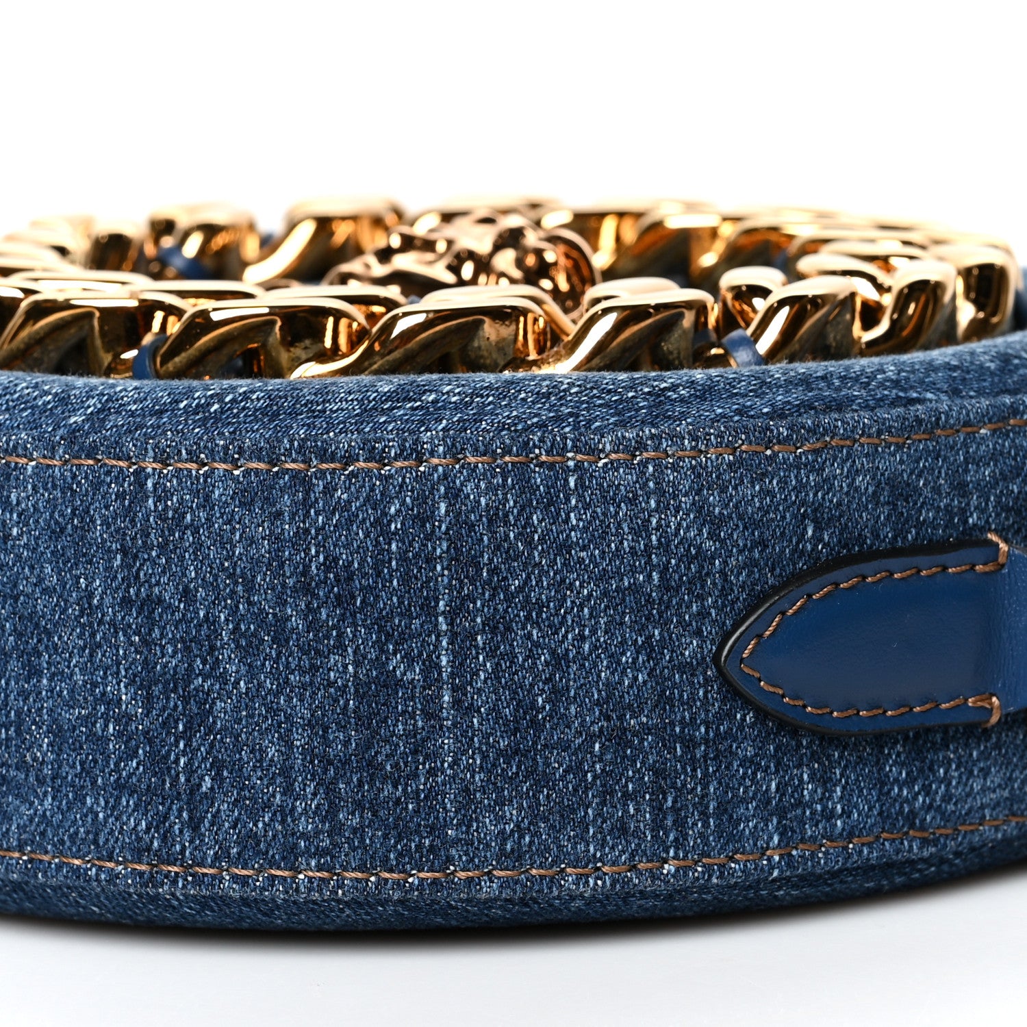 Versace Denim Mini La Medusa Chain Round Crossbody Bag Navy Blue 9 of 9