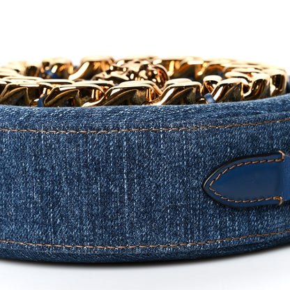 Versace Denim Mini La Medusa Chain Round Crossbody Bag Navy Blue 9 of 9