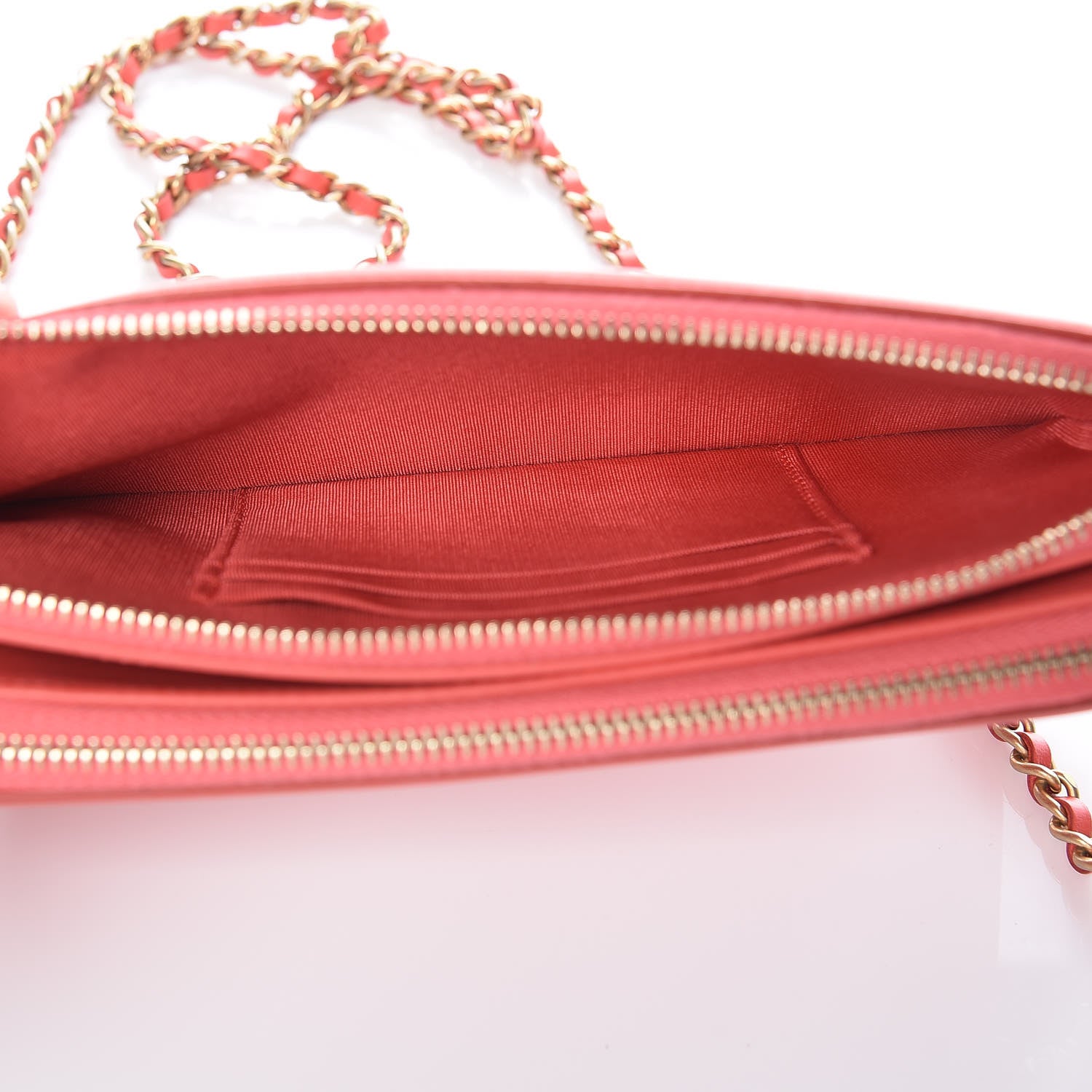 Chanel Caviar Quilted CC Filigree Clutch With Chain Red 9 of 14
