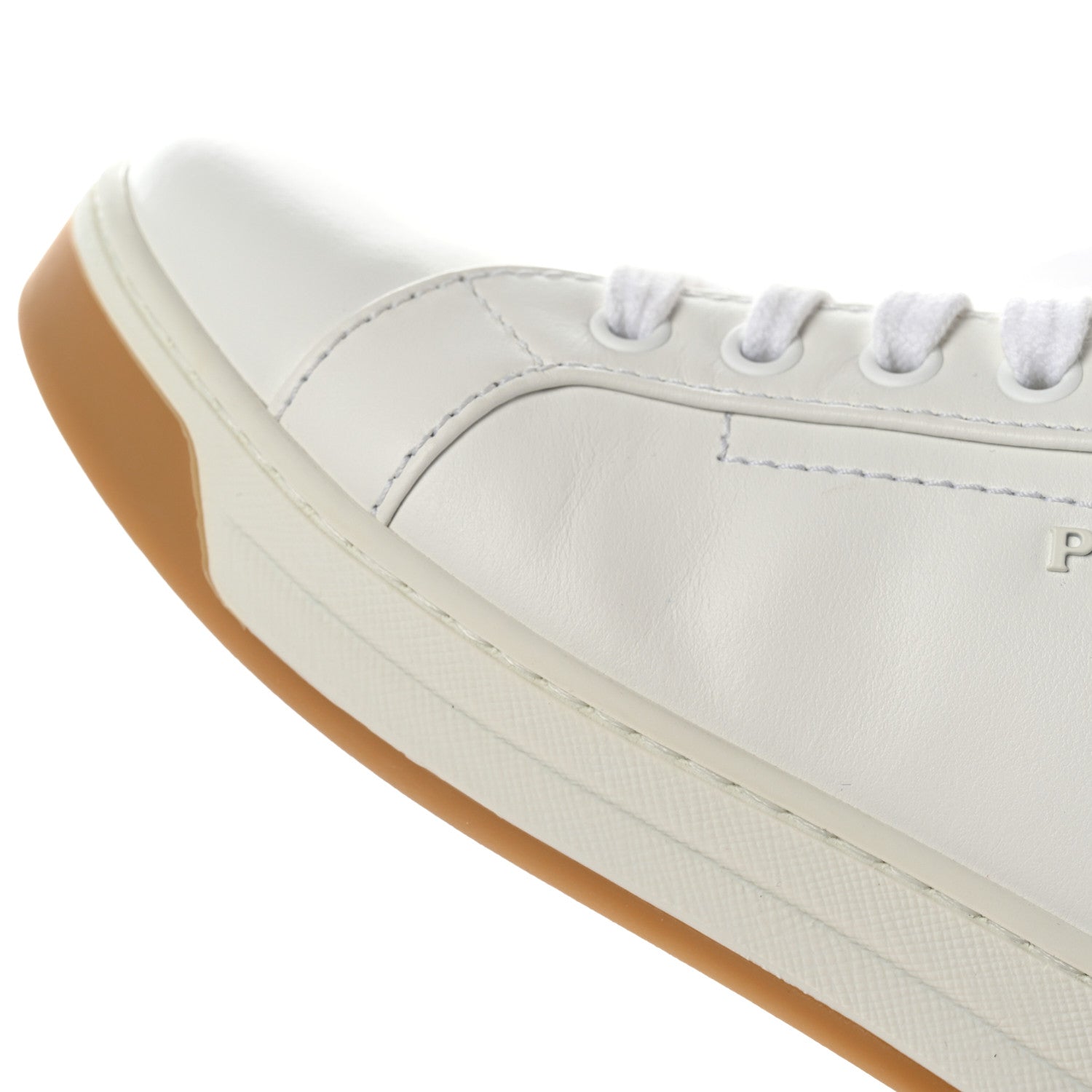 Prada Vitello Soft Suede Low Top Sneakers 36.5 White Sabbia 8 of 10