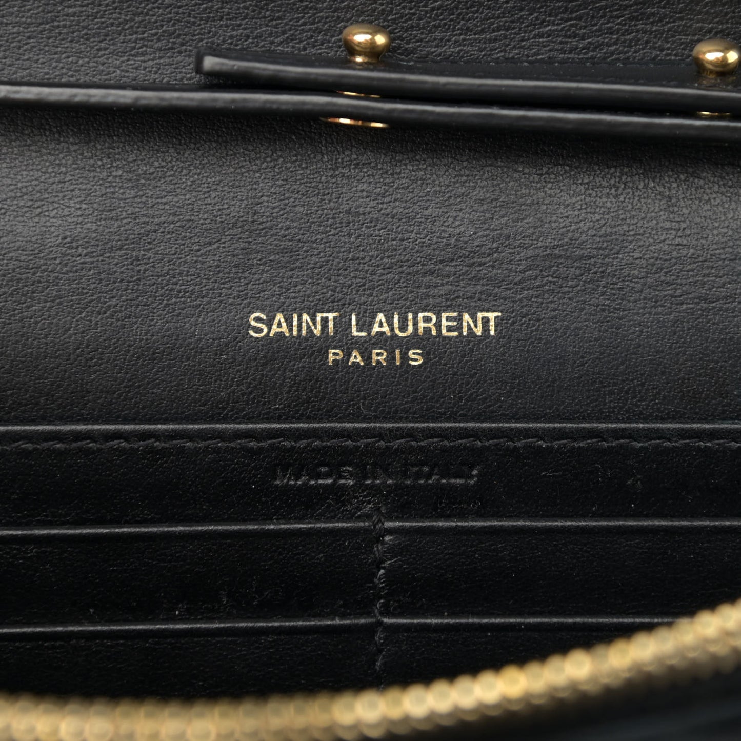 Calfskin Crocodile Embossed Monogram Chain Wallet Black