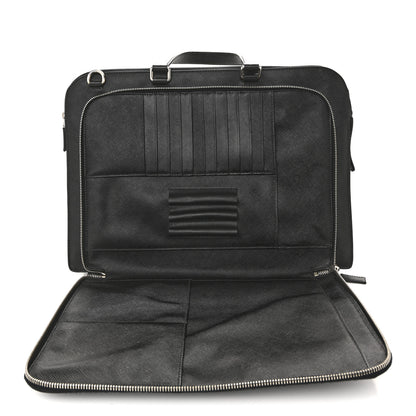 Prada Saffiano Cuir Front Zip Pocket Briefcase Black 6 of 14