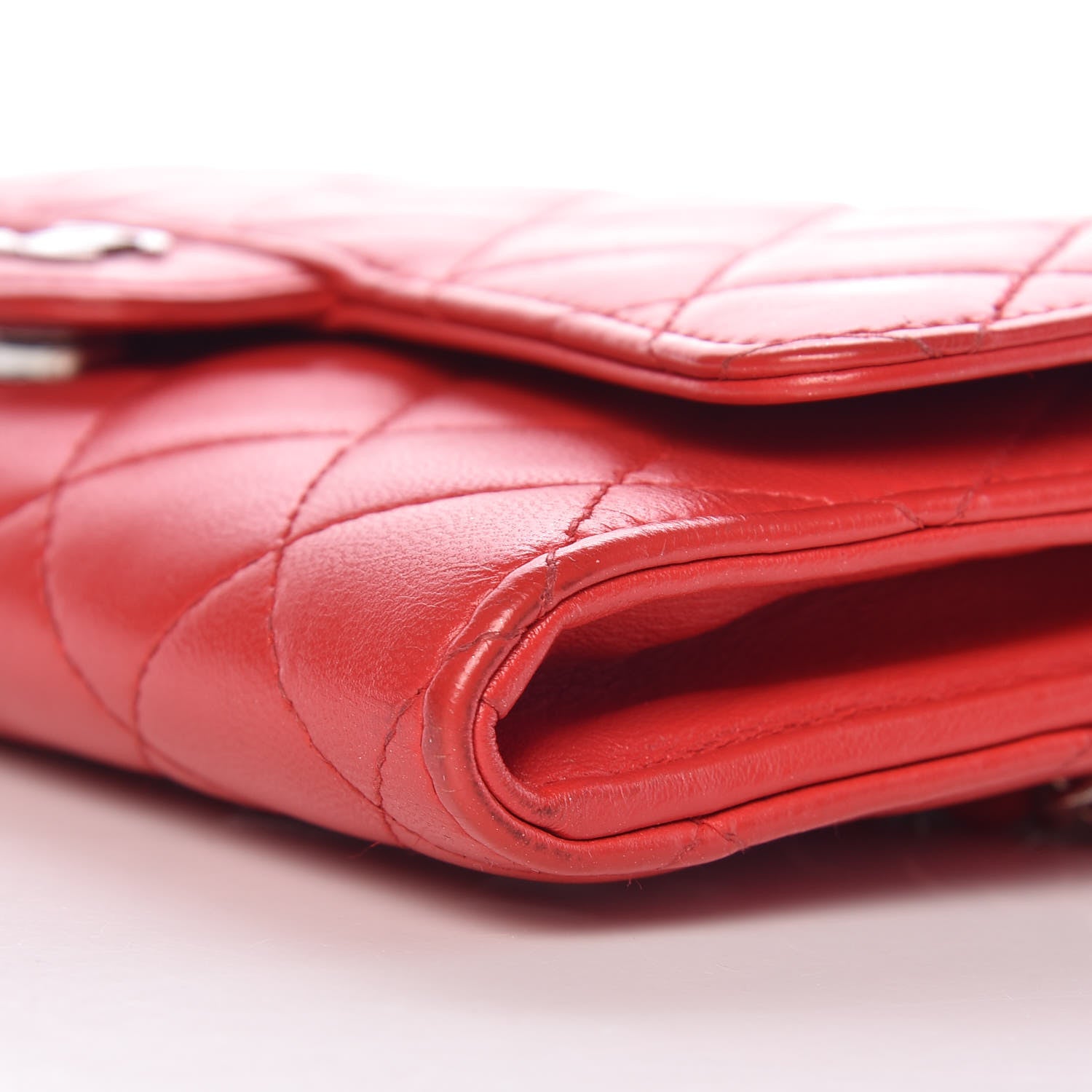 Chanel Lambskin Quilted Wallet on Removable Chain Red 12 of 13