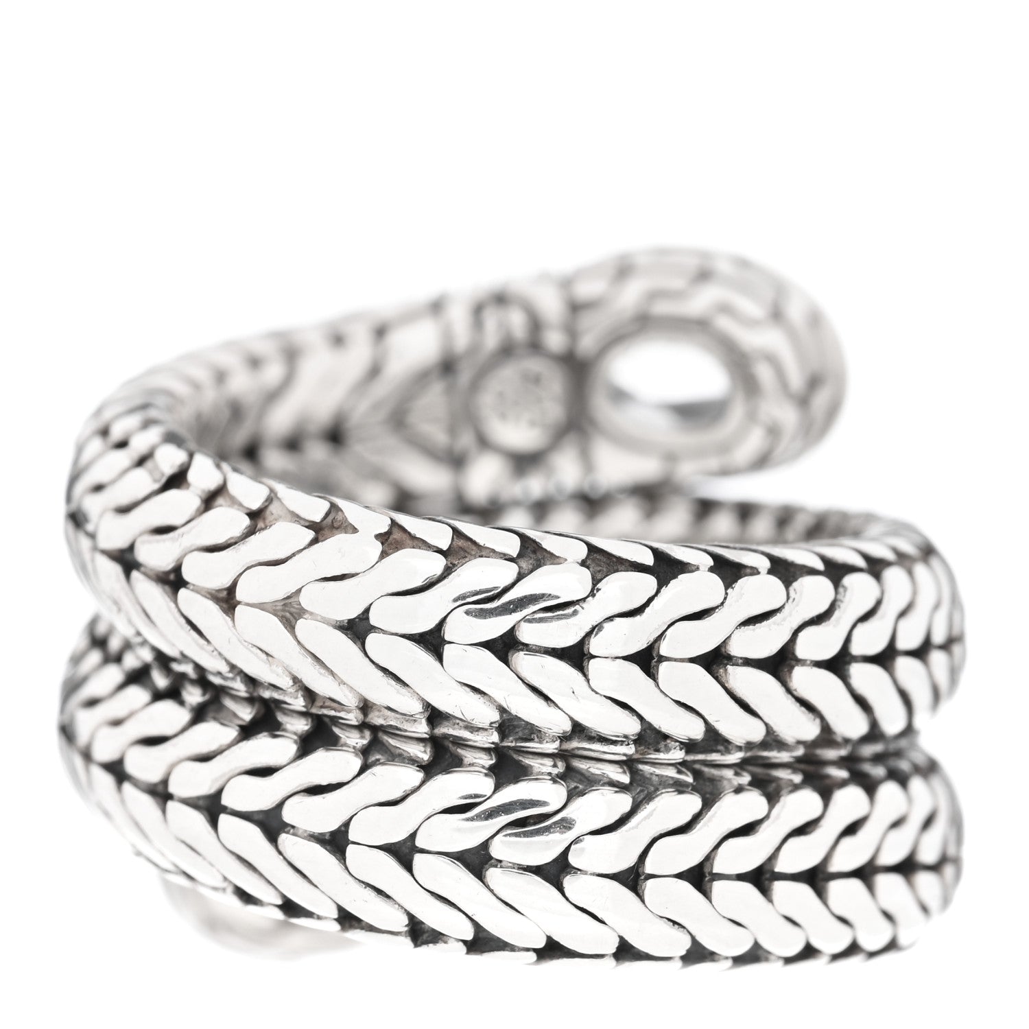 John Hardy Sterling Silver White Topaz Classic Chain Coil Ring 52 6 3 of 5