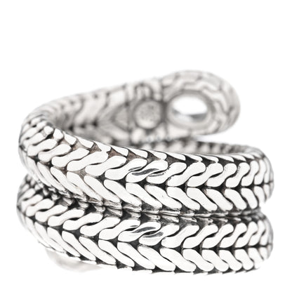John Hardy Sterling Silver White Topaz Classic Chain Coil Ring 52 6 3 of 5