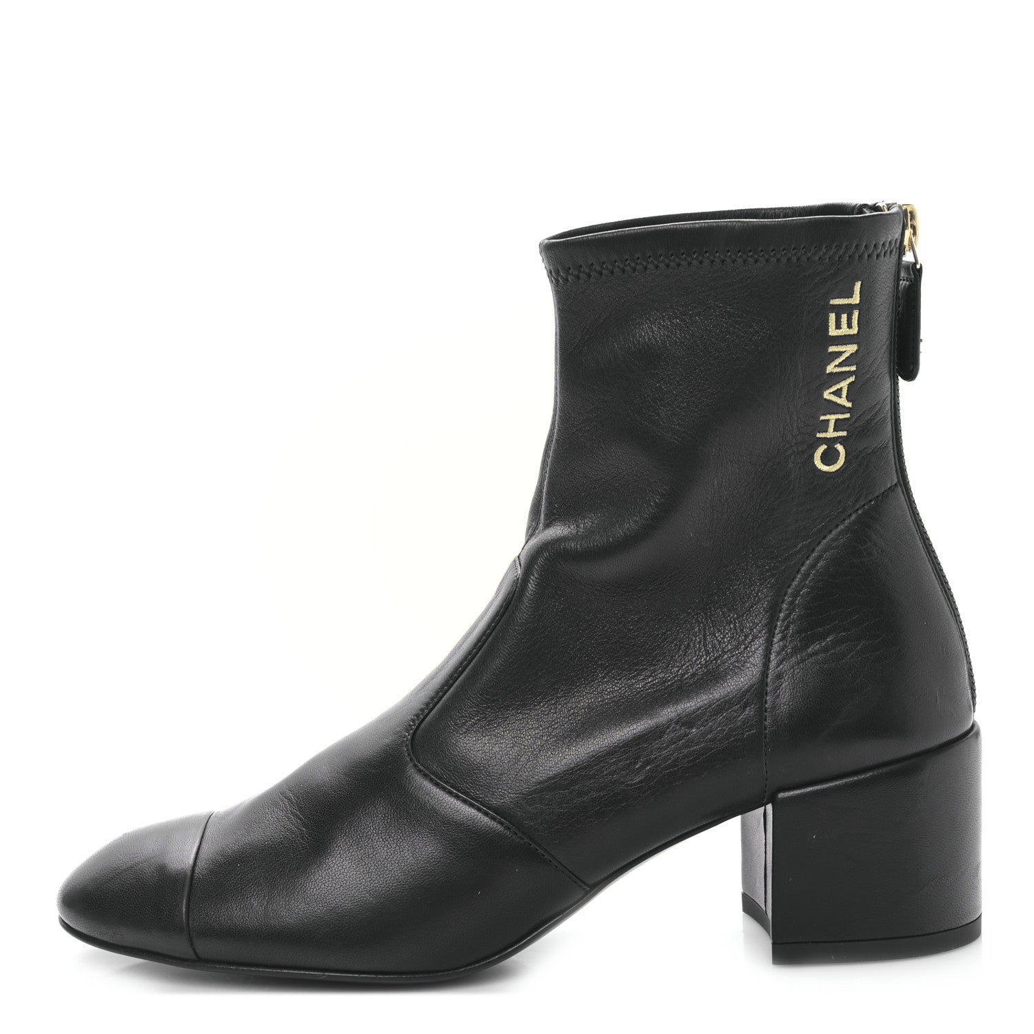 Chanel Lambskin Logo Ankle Boots 36.5 Black 1 of 8