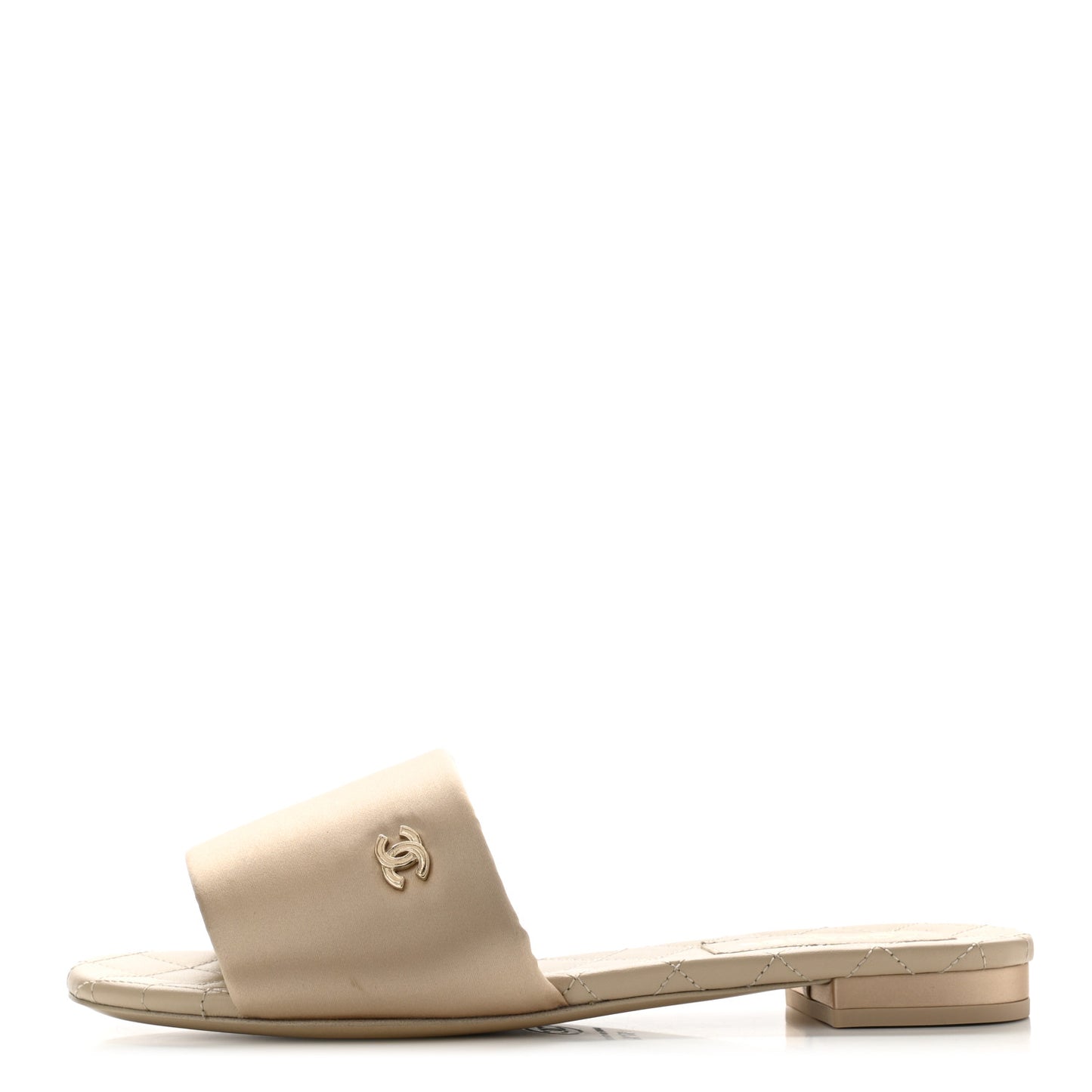 Satin Mule Sandals 37.5 Beige