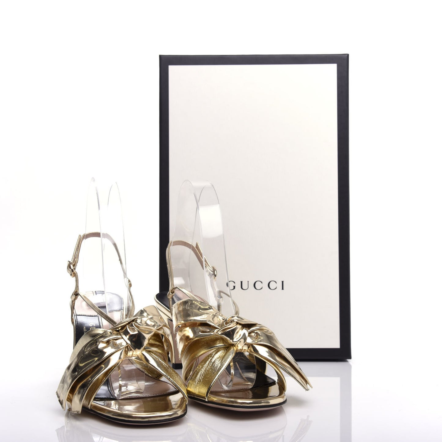 Metallic Nappa Bow Daphne Mid Heel Sandals 38.5 Platino