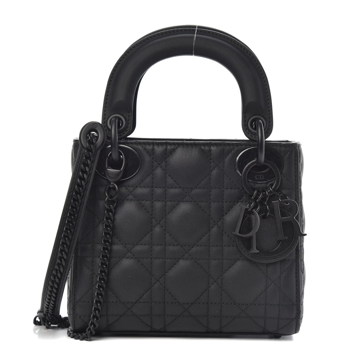 Ultra Matte Calfskin Cannage Mini Lady Dior Black