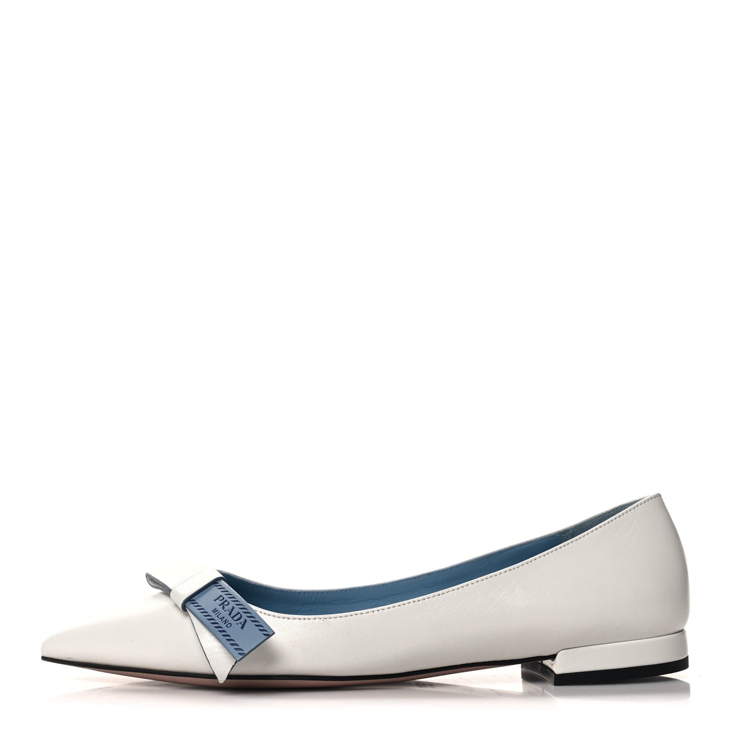 Calfskin Logo Bow Ballerina Flats 36 White