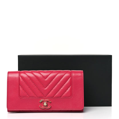 Chanel Sheepskin Chevron Quilted Mademoiselle Vintage Flap Wallet Pink 10 of 10