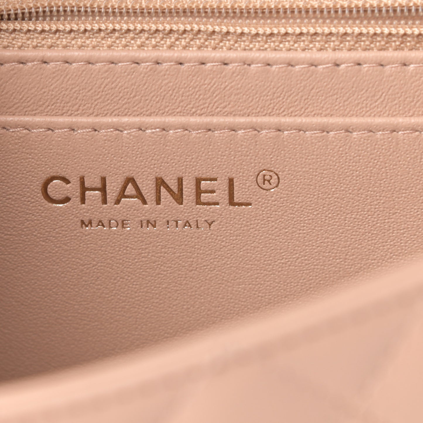 Lambskin Quilted Mini Rectangular Flap Beige