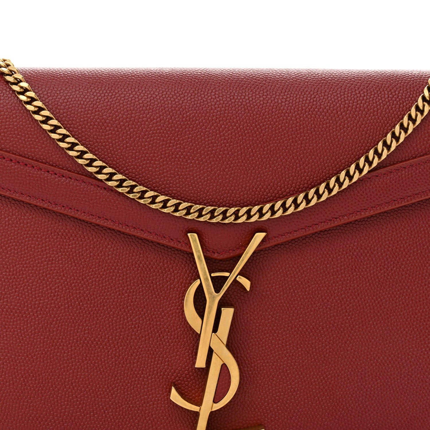 Saint Laurent Grain De Poudre Monogram Cassandra Chain Wallet Opyum Red 8 of 14