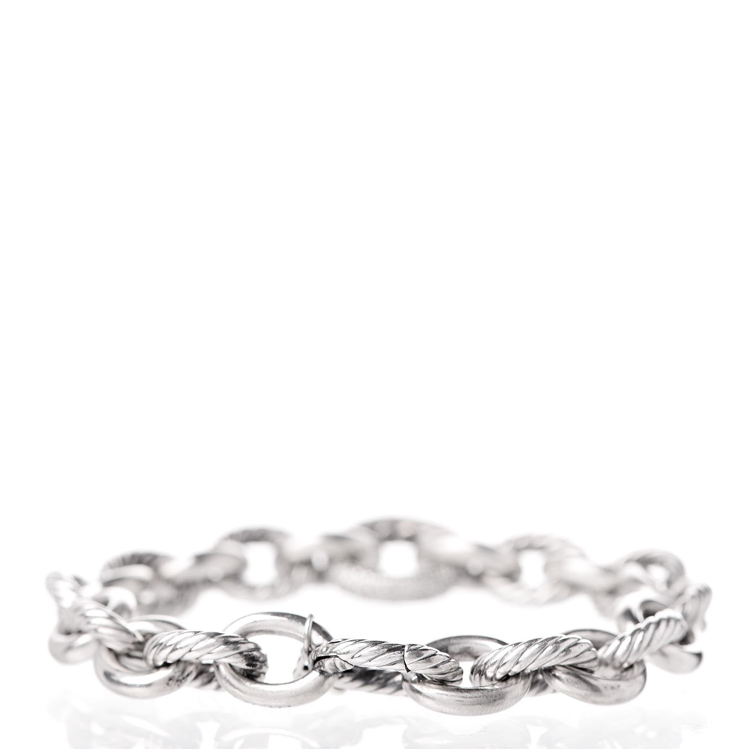 David Yurman Sterling Silver Diamond 15mm Large Oval Link Bracelet 3 of 5