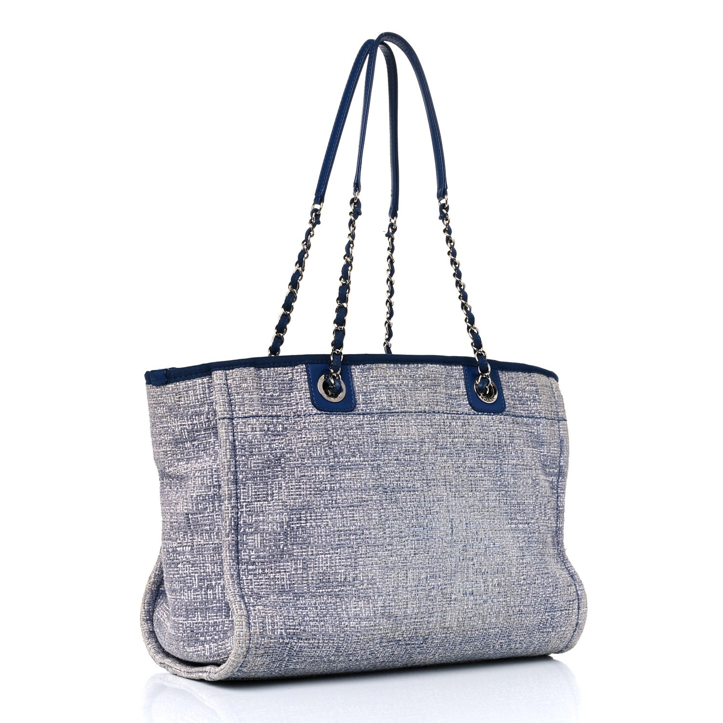 Woven Straw Raffia Small Deauville Tote Blue