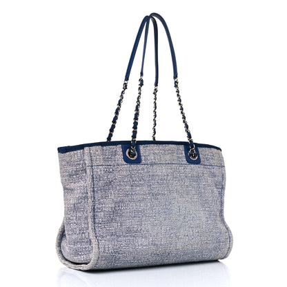 Chanel Woven Straw Raffia Small Deauville Tote Blue 3 of 18
