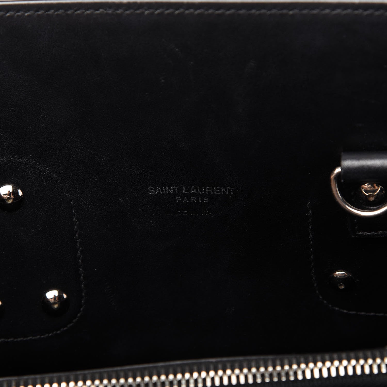Saint Laurent Calfskin Crocodile Embossed Small Sac de Jour Black 8 of 11