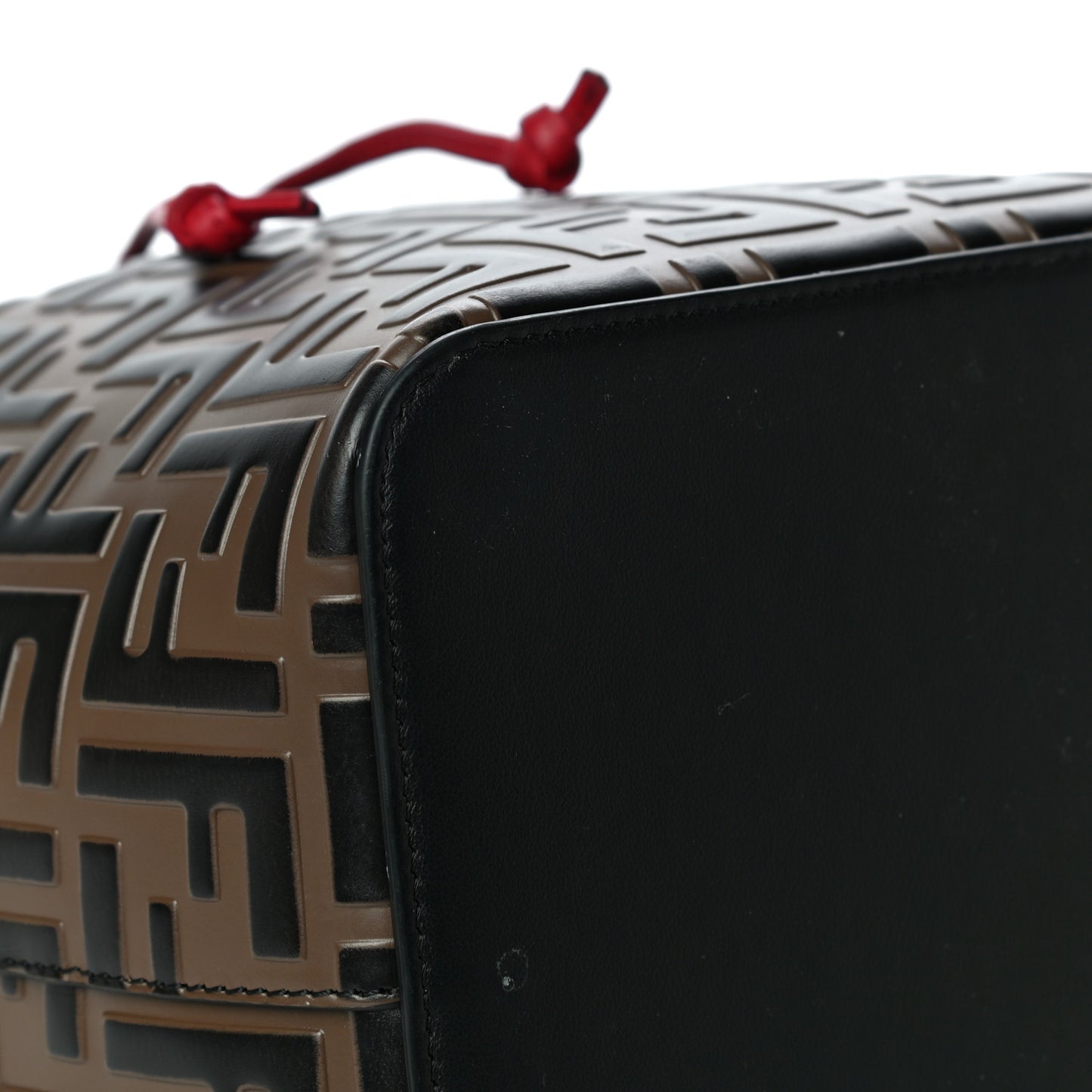 Vitello Grace F is Fendi Bi-Color FF 1974 Embossed Grande Mon Tresor Bucket Bag Maya Black Fragola