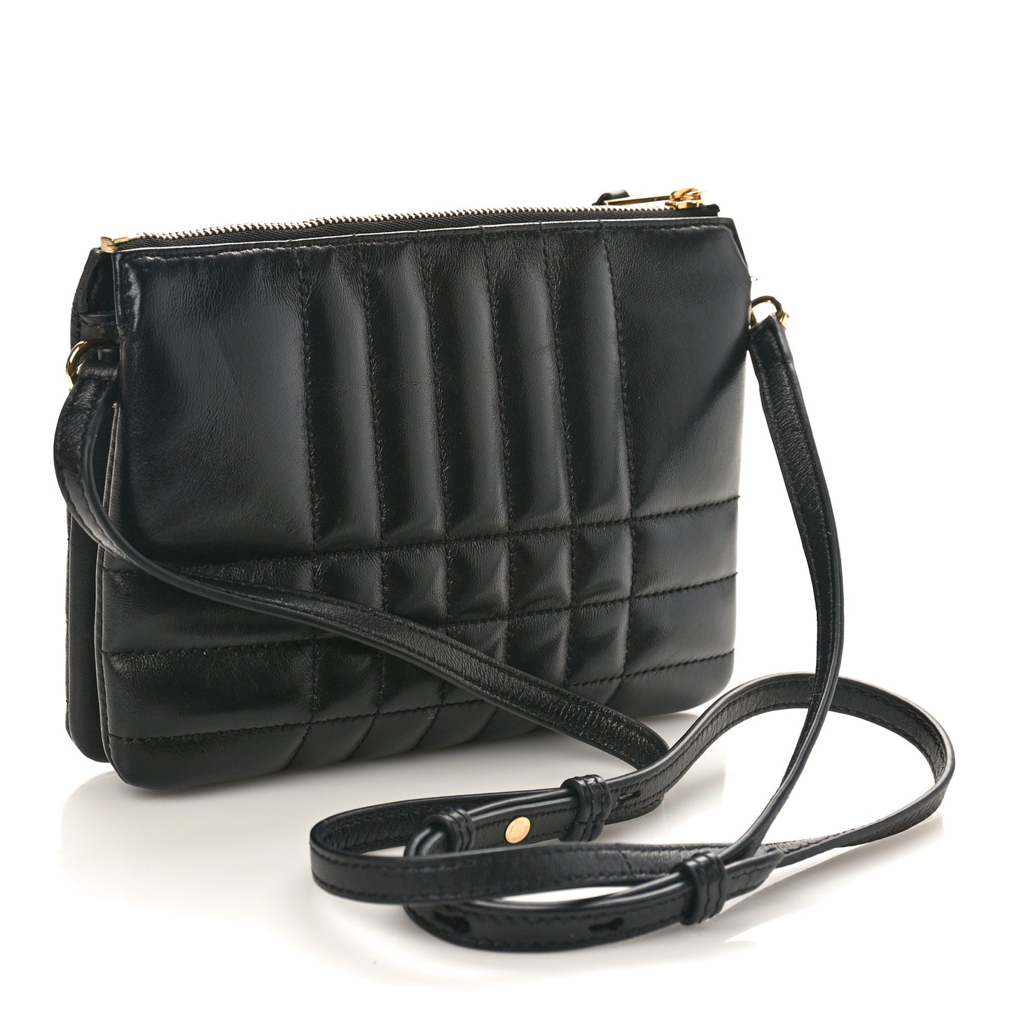 Lambskin Quilted Lola Double Pouch Crossbody Black