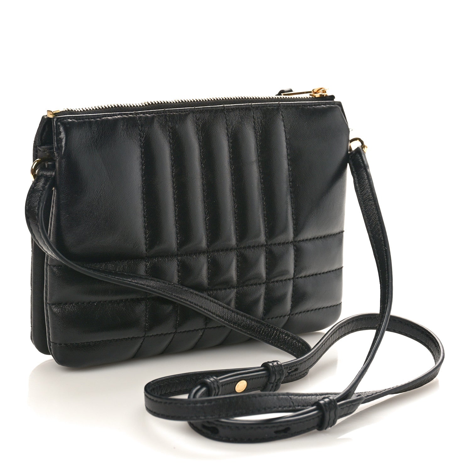 Burberry Lambskin Quilted Lola Double Pouch Crossbody Black 2 of 10