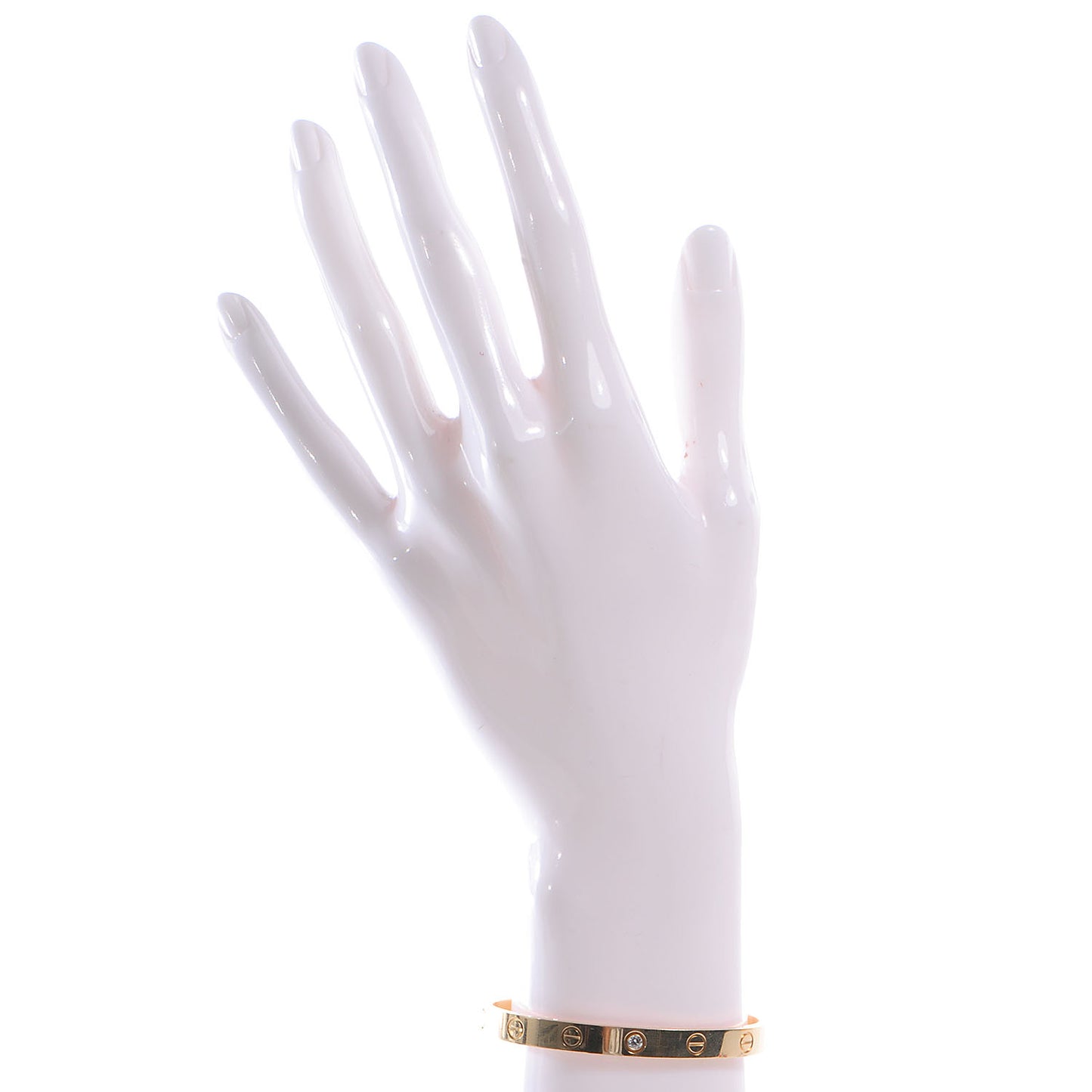 18K Yellow Gold 1 Diamond LOVE Cuff Bracelet 16