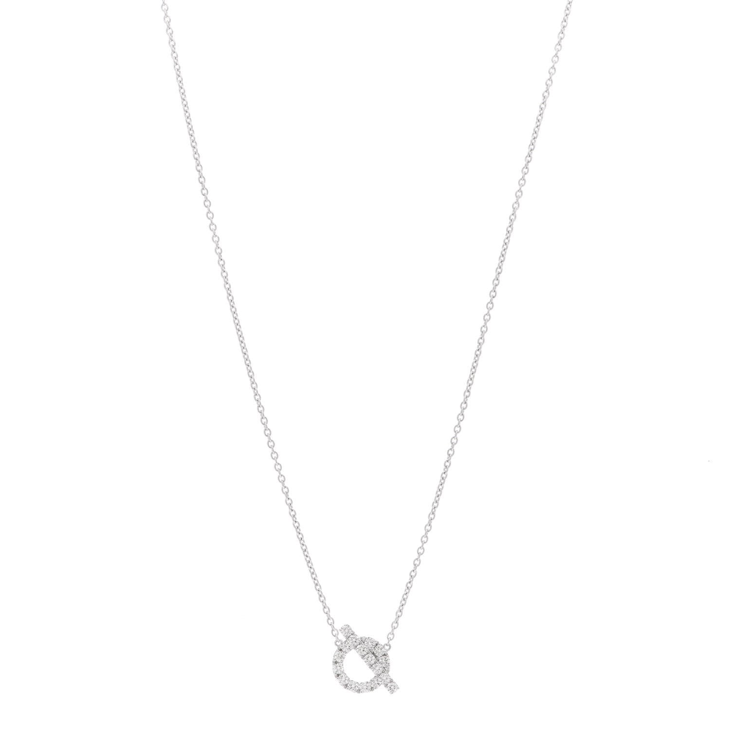 Hermes 18K White Gold Diamond Finesse Pendant Necklace 1 of 4