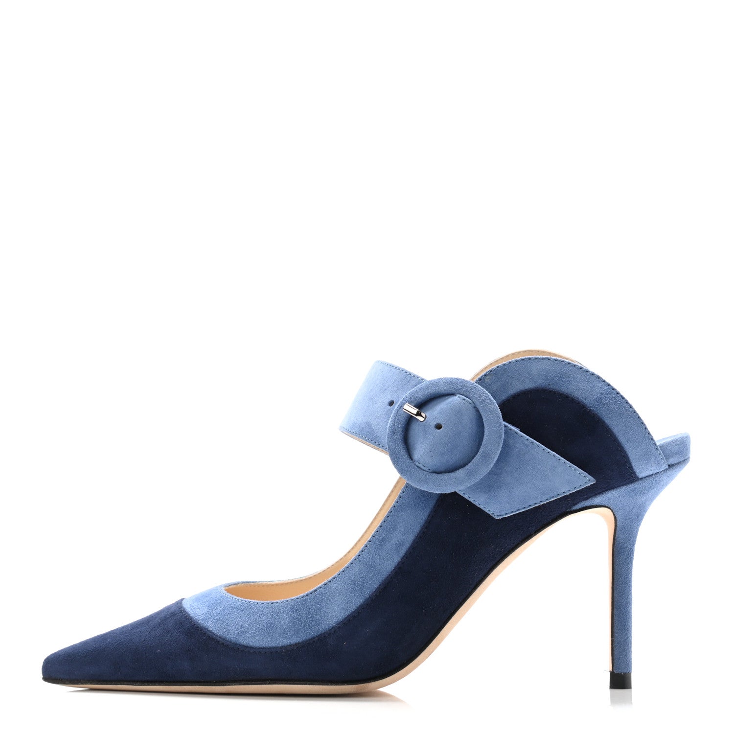Jimmy Choo Suede Hendrix 85 Mule Pumps 36.5 Stone Blue 1 of 6