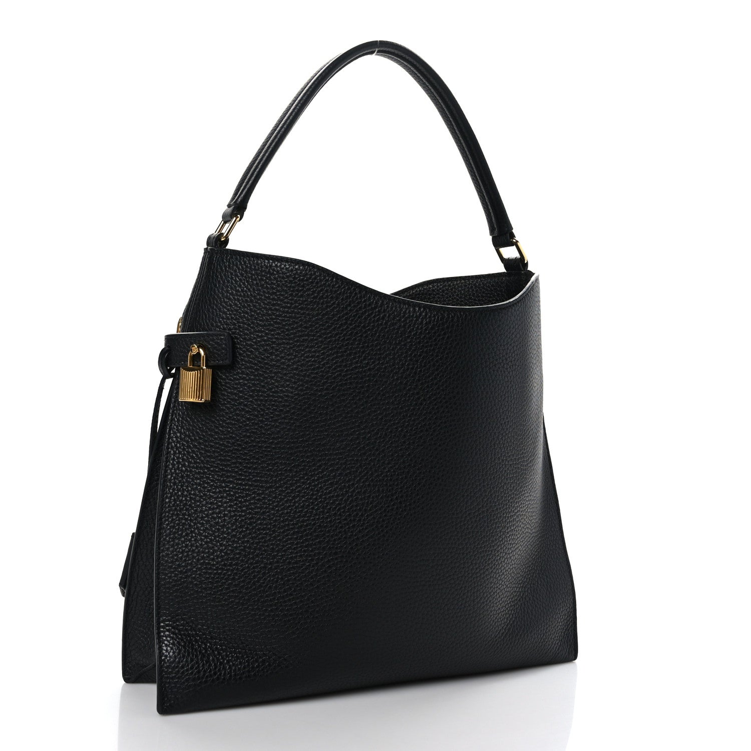 Tom Ford Pebbled Calfskin Small Alix Padlock Zip Hobo Bag Black 4 of 9