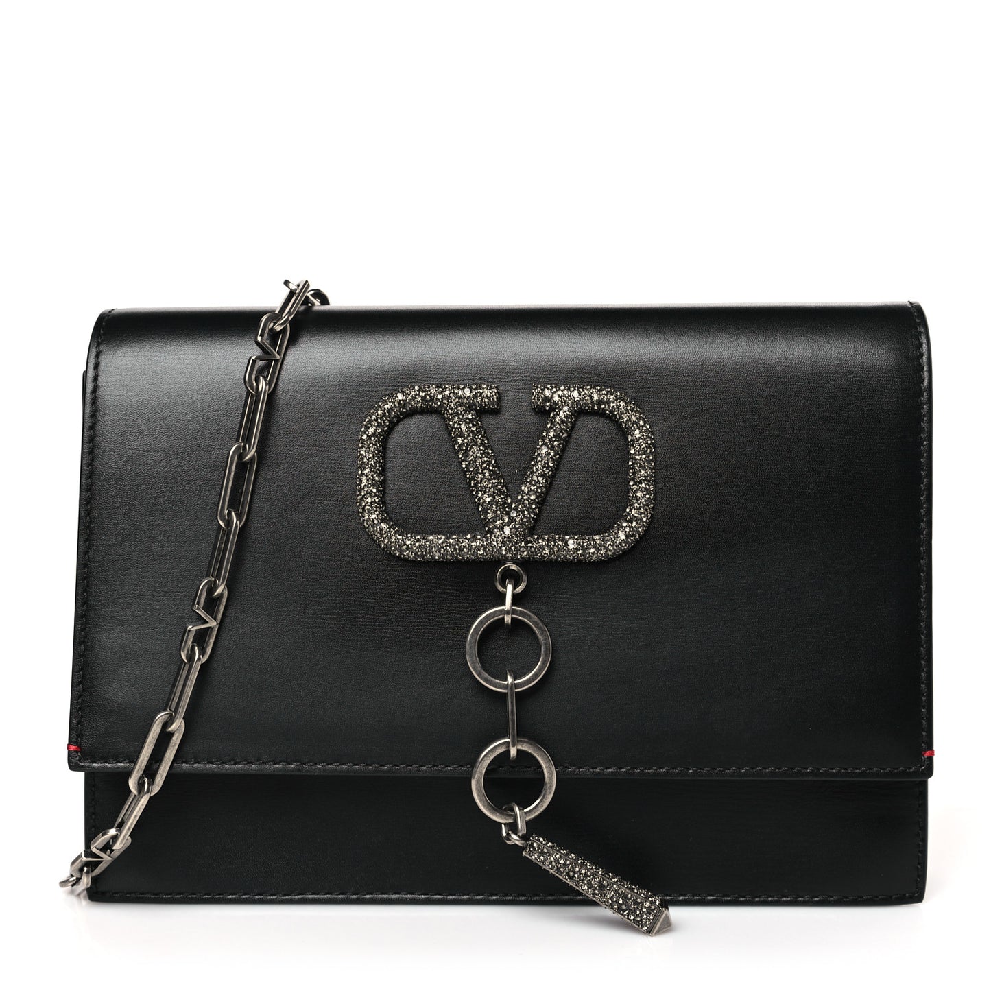 Silk Satin Small VCase Shoulder Bag Black