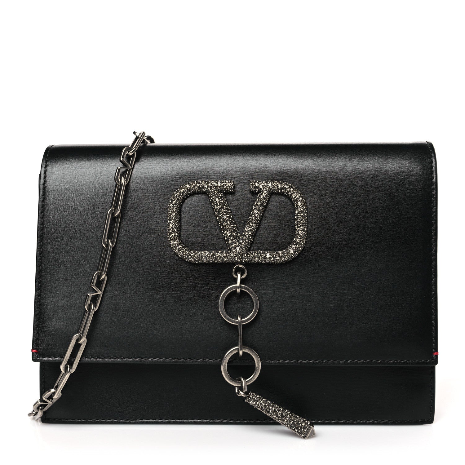 Valentino Garavani Silk Satin Small VCase Shoulder Bag Black 1 of 8