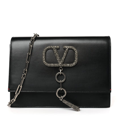 Valentino Garavani Silk Satin Small VCase Shoulder Bag Black 1 of 8