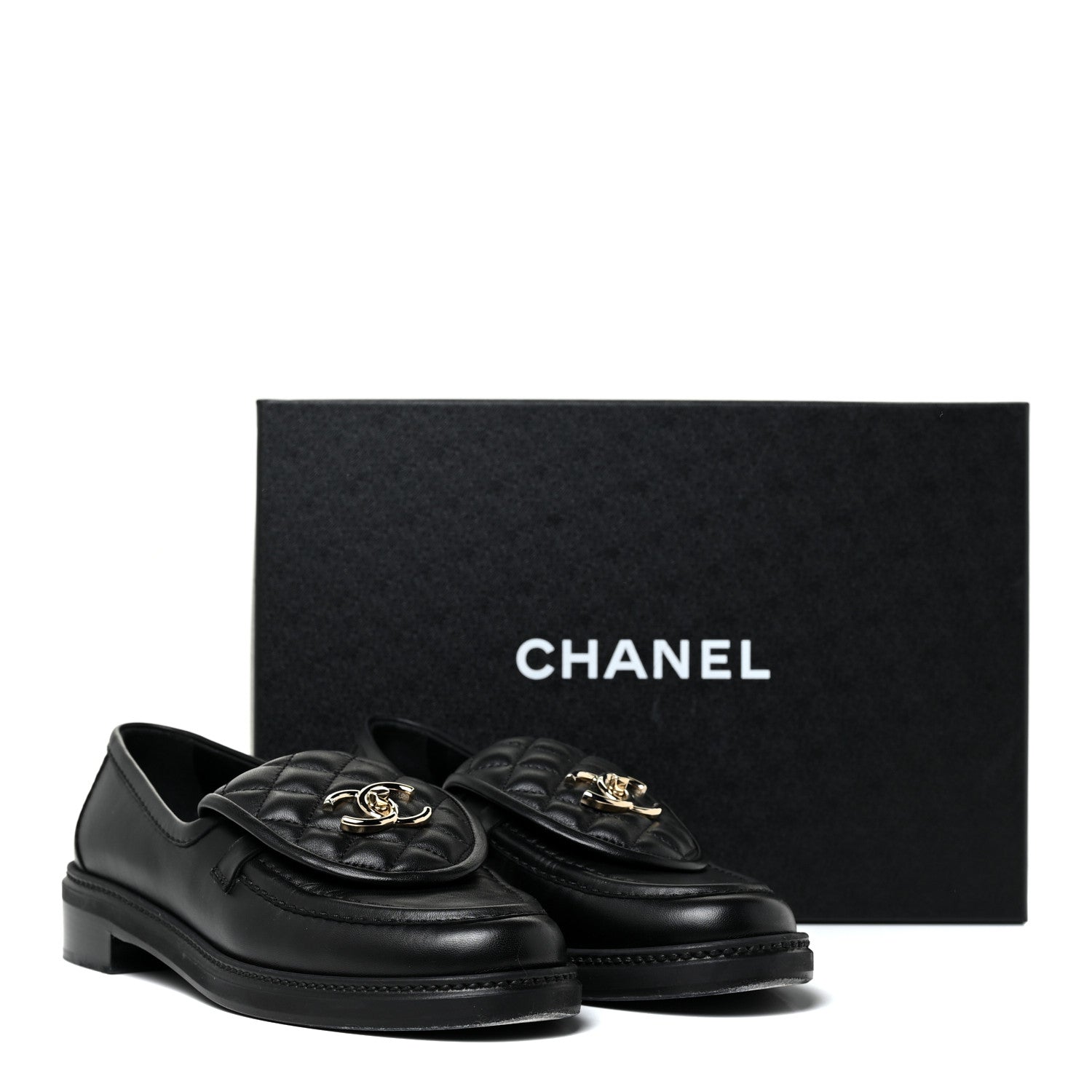 Chanel Lambskin Quilted CC Turnlock Loafers 39 Black 14 of 14