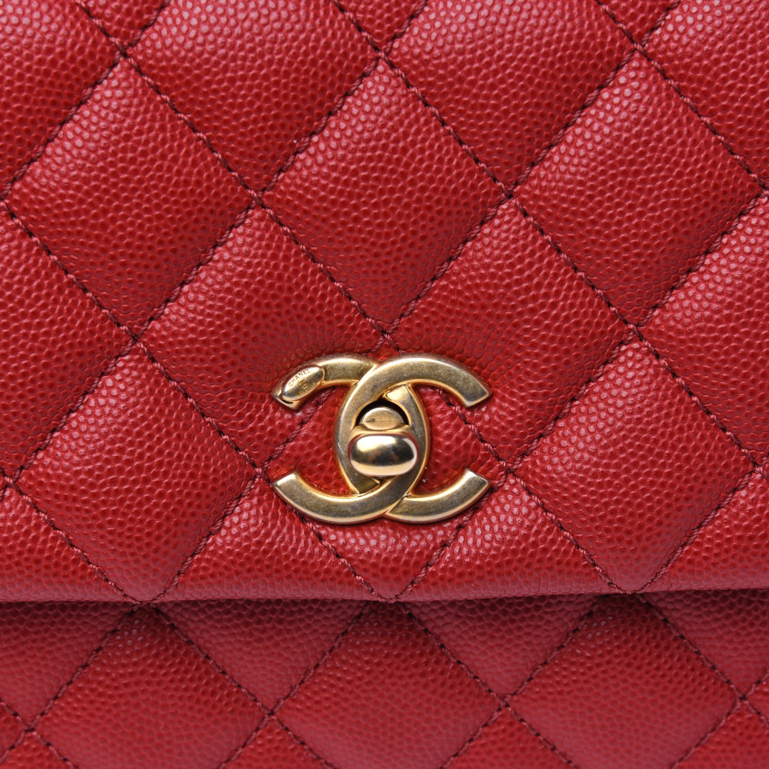 Chanel Caviar Lizard Embossed Quilted Mini Coco Handle Flap Red 16 of 19