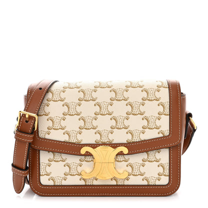 Celine Calfskin Triomphe Canvas Teen Triomphe Bag White 1 of 11