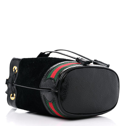 Gucci Suede Patent Web Mini Ophidia Bucket Bag Black 4 of 10