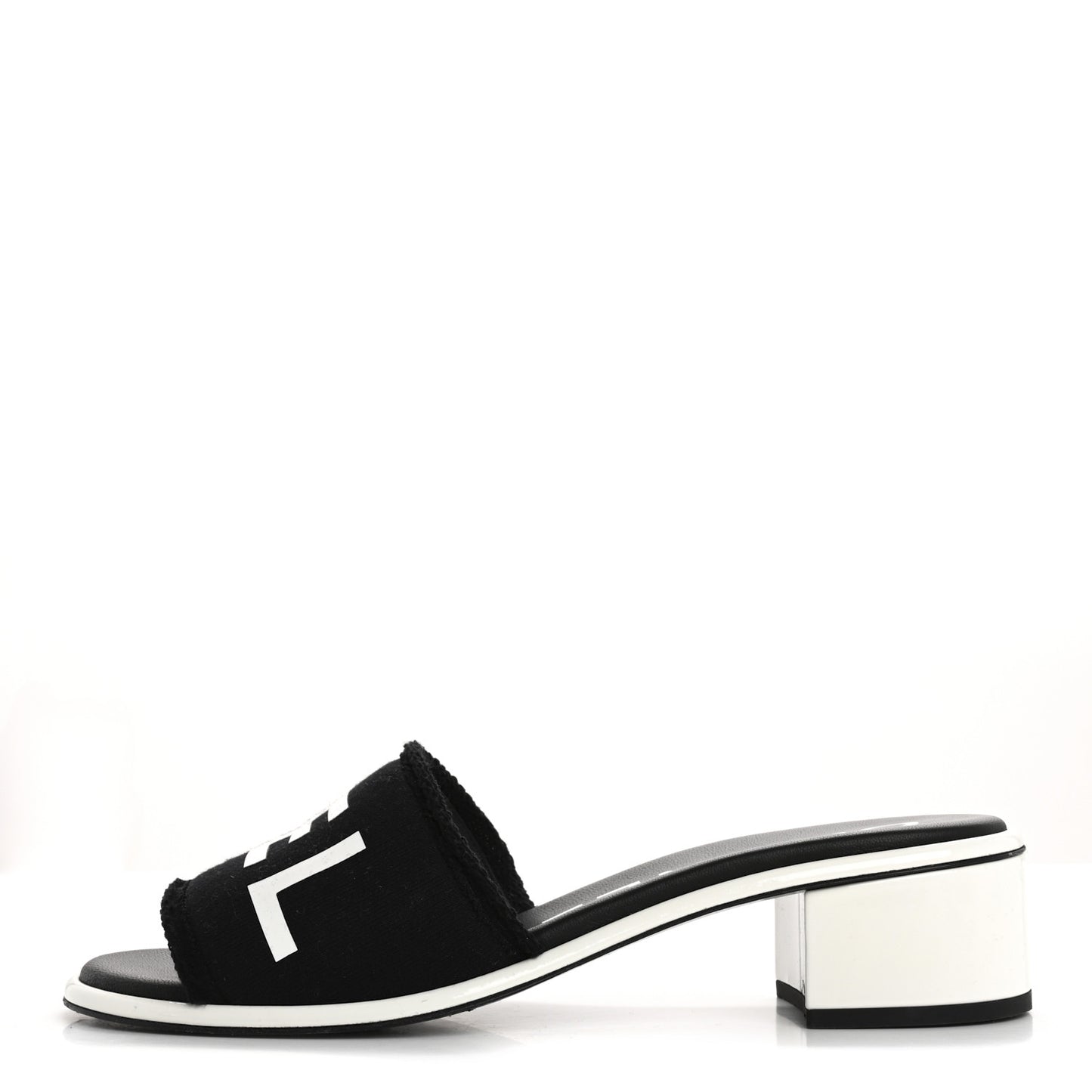 Cotton Logo Mule Sandals 39.5 Black White