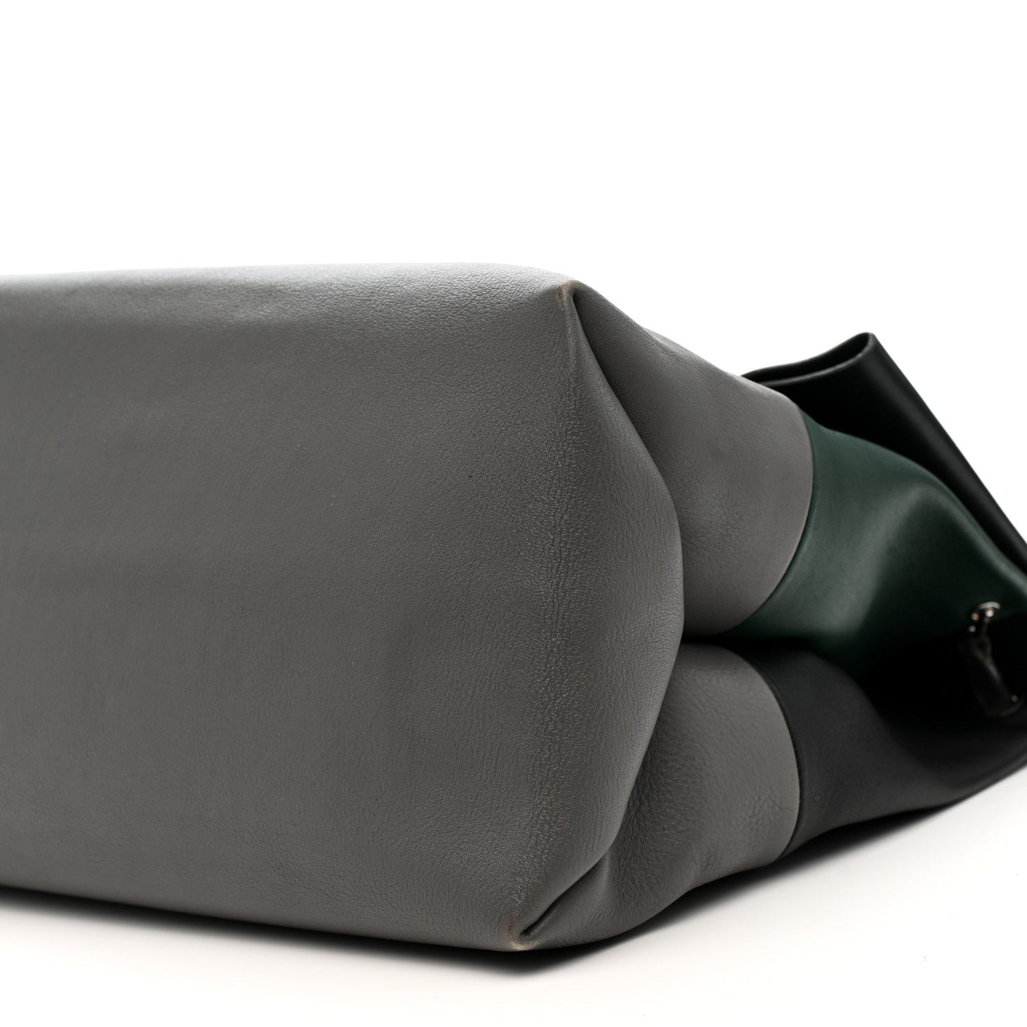 Celine Calfskin All Soft Shoulder Bag Black Grey Green 10 of 17