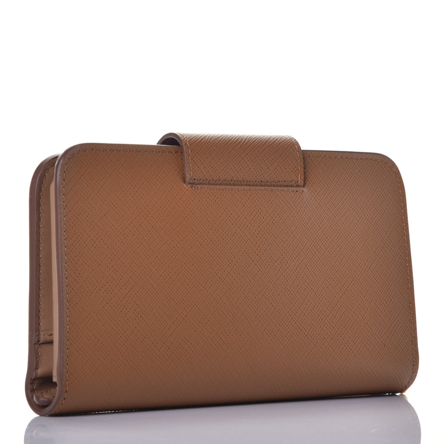 Saffiano Metal Wristlet Caramel